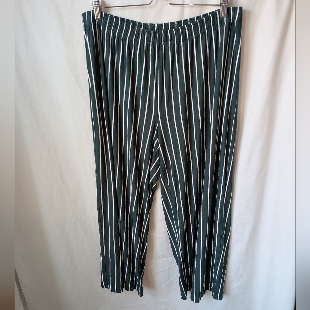 Lake Kimono Pajama Set 2XL XXL Wrap Top Pants DreamKnit Green Stripe Women Modal - Picture 7 of 10